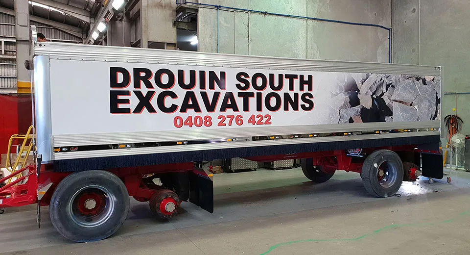 drouin-south-excavations-trailer Professional Truck Signage | BENHER Melbourne - BENHER