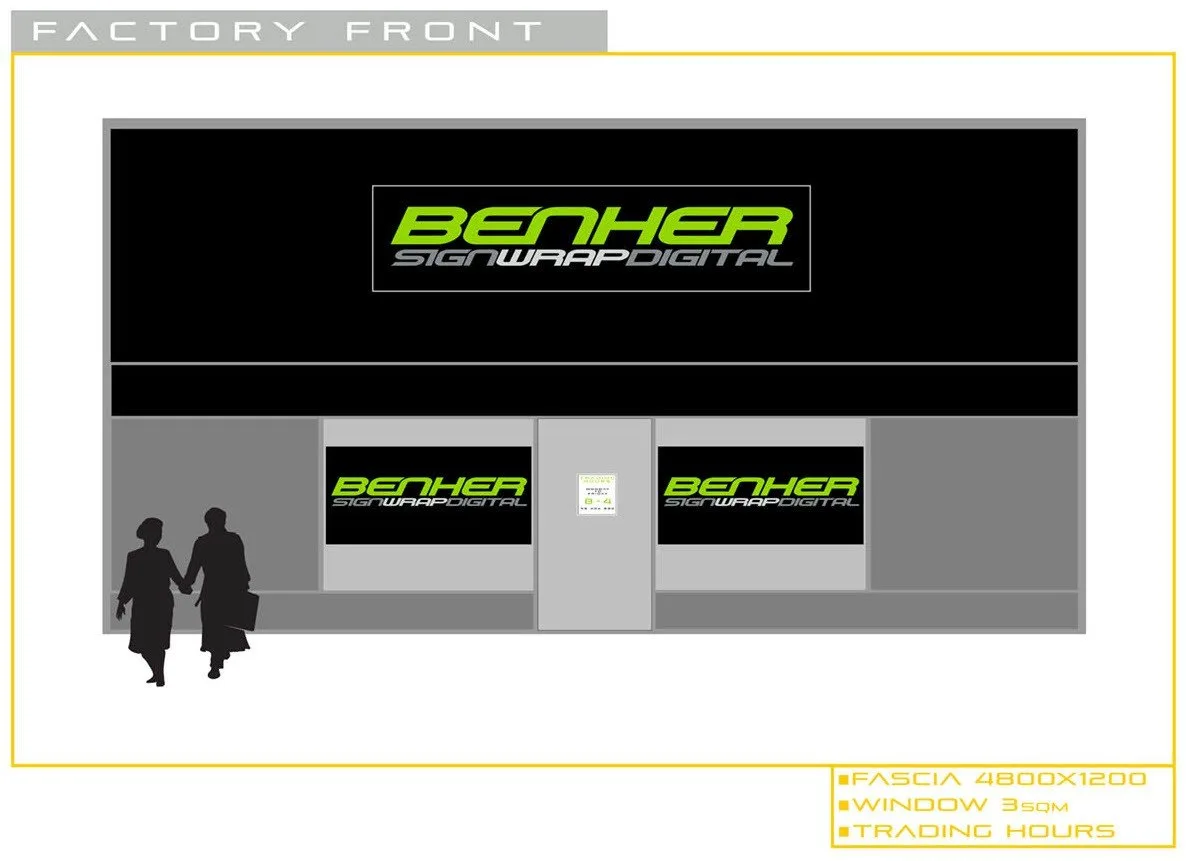 Gold package deal factory front signage concept render